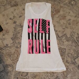 Women's White and Pink Graphic Tank Top